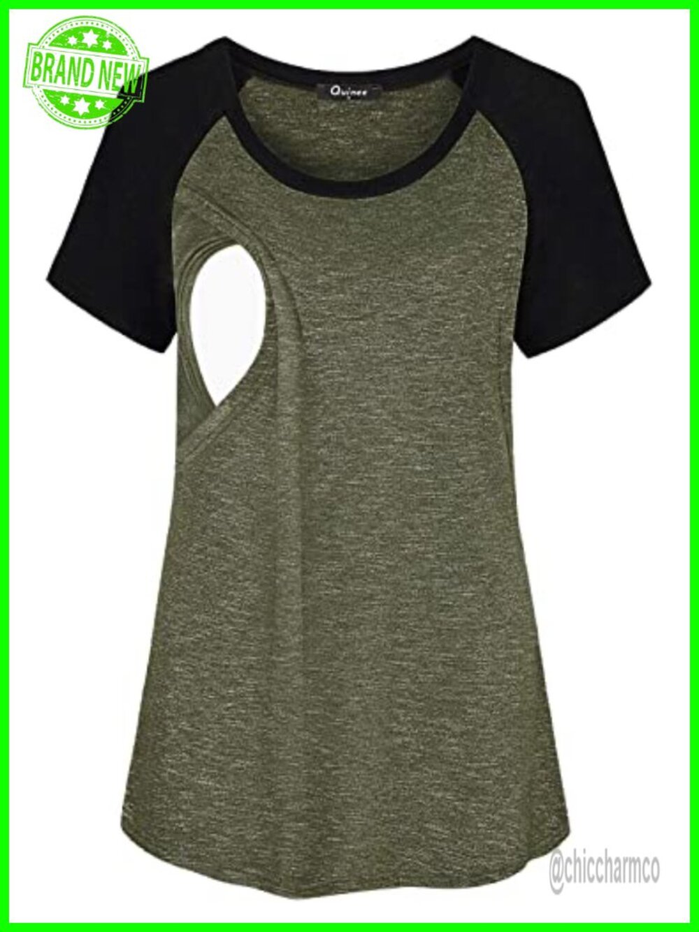 Short Sleeve Maternity Nursing Tops Raglan Breastfeeding Shirts